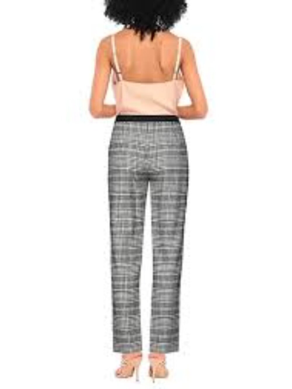 DG2 Diane Gilman Glen Plaid Pull On Dress Pants Straight Leg Comfort Waist- PM